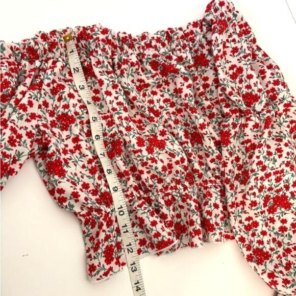 Fashion Nova Blouse XL Cropped Floral Puff Long Sleeve Boho Cottagecore Festival - Picture 6 of 12